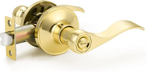 Polished Brass Door Lever Interior Privacybedbath Door Knobs Goldwave Shape Door Levers