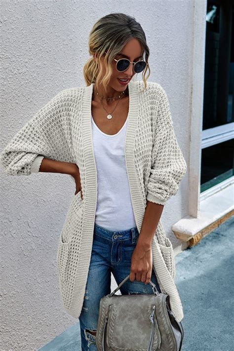 Chunky Knit Cardigan With Cute Side Pocket Design