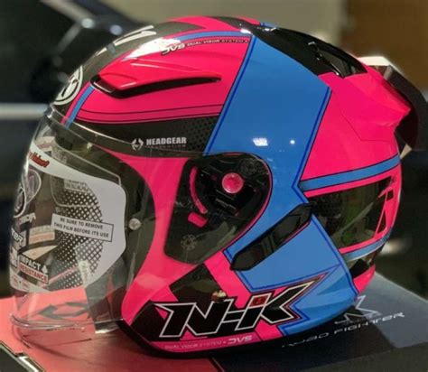 Promo Helm Nhk R Napoleon Pink Blue Glossy Double Visor Diskon