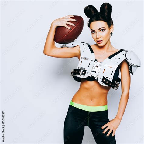 Incredibly Beautiful Athletic Brunette Girl In A Shoulderpads With