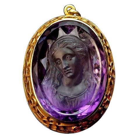 Superb Antique Amethyst Cameo C 1890 Victorian Cameos For Sale