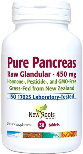 New Roots Herbal Pure Pancreas Tablets Raw Glandular Mg