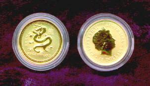 DRAGON Gold Coins From Australia Lunar Chinese Year 2000 Series 1