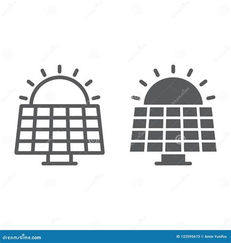 Solar Panel Line And Glyph Icon Ecology Stock Vector Illustration Of