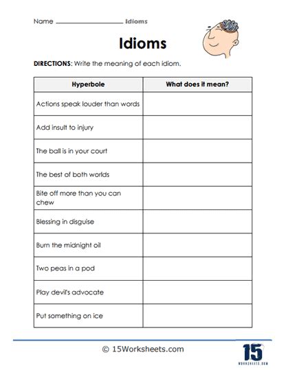 Idioms Worksheets Worksheets Worksheets Library