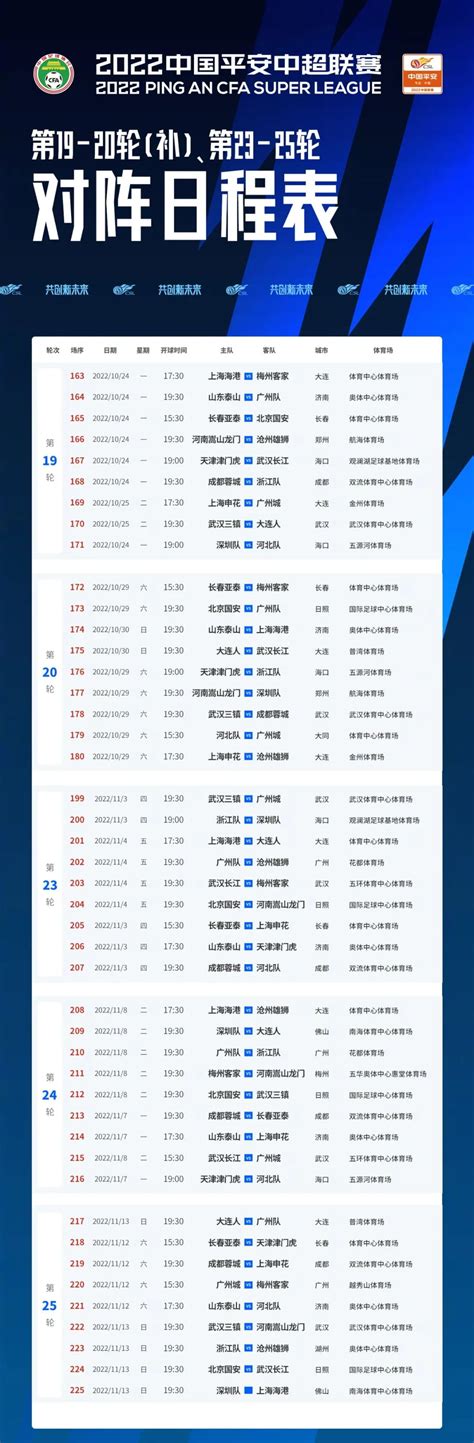 2022中超联赛赛程表最新（10月更新）深圳之窗