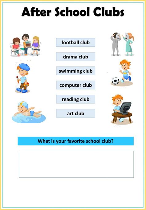 School Clubs Interactive Worksheet Live Worksheets Worksheets Library