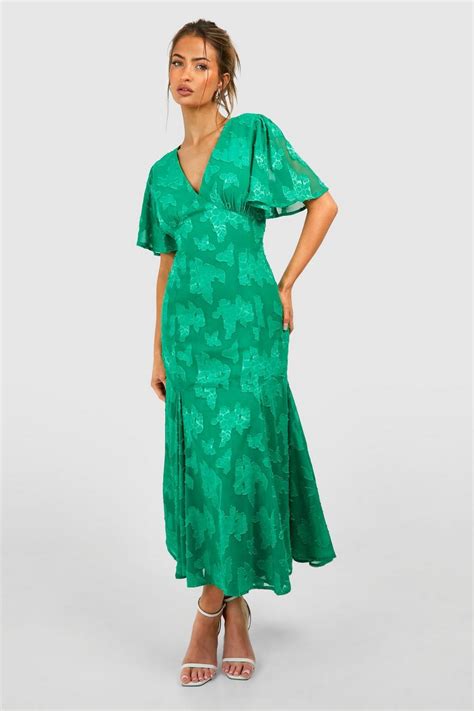 Burnout Floral Angel Sleeve Midaxi Dress Boohoo