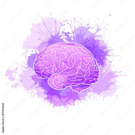 International Alzheimers Day Human Brain With Purple Watercolor Stains