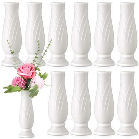 Composite Plastic Flower Vases Bulk White Small Tall Conic Floral Vases