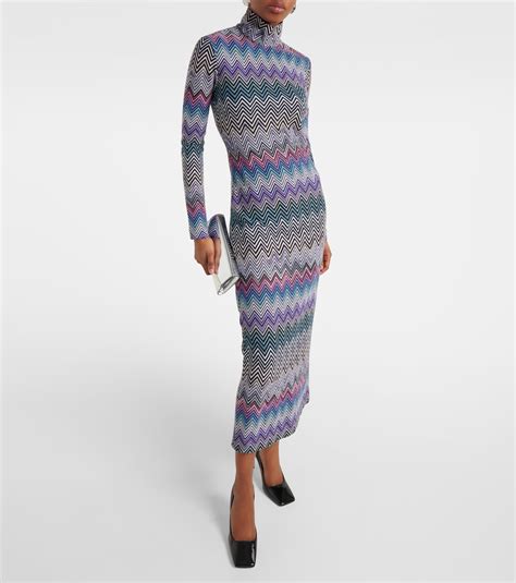 Zig Zag Turtleneck Dress In Multicoloured Missoni Mytheresa