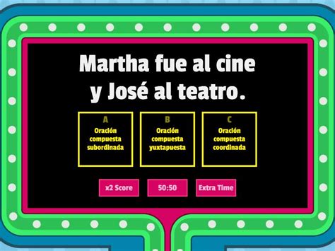 Oraciones Compuestas Gameshow Quiz