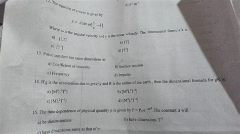 Force Constant Has Same Dimensions As Filo