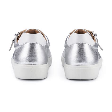 Silver Metallic White Womens Casual Trainer With Side Zip Chase