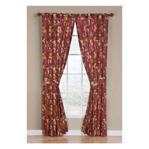 Waverly Felicite 84 In Crimson Cotton Single Curtain Panel At