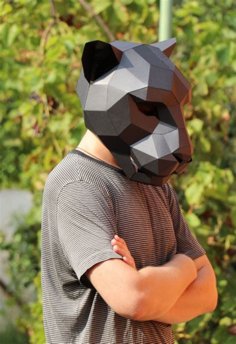 Бумажная маска пантеры. Шаблоны для изготовления 3D-маски из бумаги ...