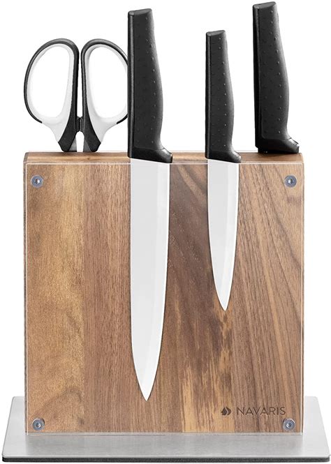 Navaris Double Sided Wooden Magnetic Knife Holder