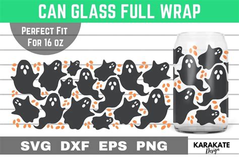 Smiley Ghosts 16 Oz Can Glass Wrap Svg Graphic By Karakate · Creative