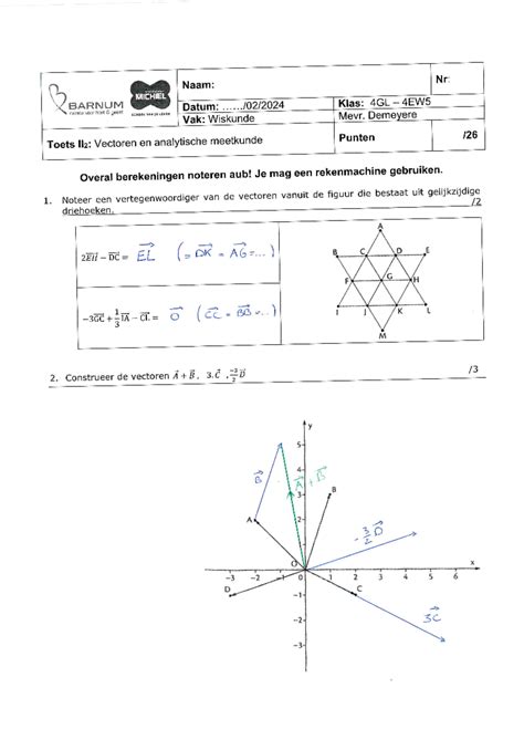 Verbetersleutel Vectoren En Analytische Meetkunde Wiskunde Studocu