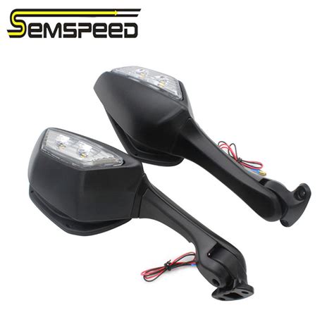 SEMSPEED Motorcycle Side Rear View Mirror Rearviews Signal Light For