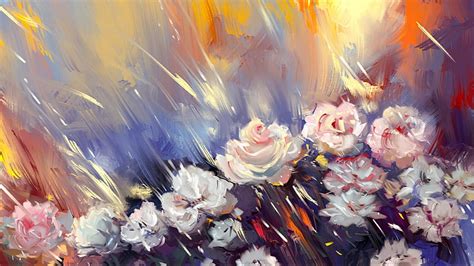 Roses Rose Art Hangmoon Painting Flower Trandafir HD Wallpaper