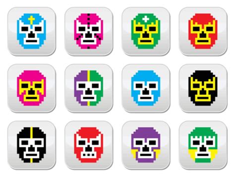 Lucha Libre Mexican Wrestling Masks Icons Stars Power America Vector