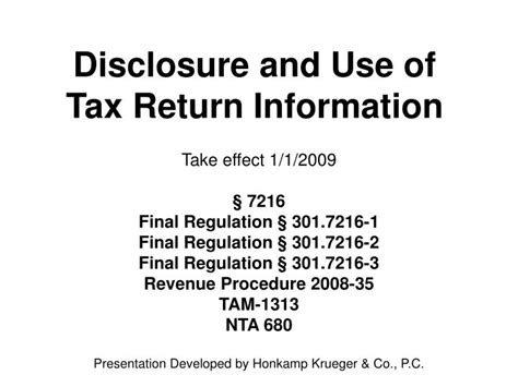 Ppt Disclosure And Use Of Tax Return Information Powerpoint