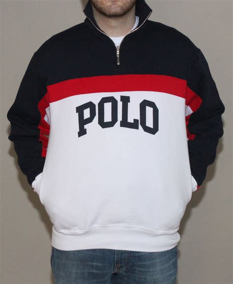 Vintage Polo Sport Navy Red 14 Zip Sweatshirt Size M — Rootsbk