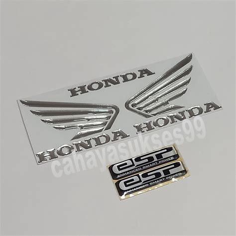 Sticker Timbul Sayap Honda Silver Chrome Reflective Logo Honda Stiker