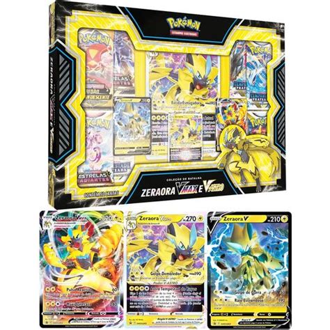 Cards Pokemon Box Coleção De Batalha Vmax Zeraora Ou Deoxys Copag