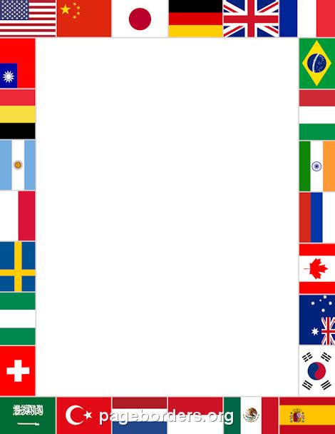 Printable World Flags Border Use The Border In Microsoft Word Or Other