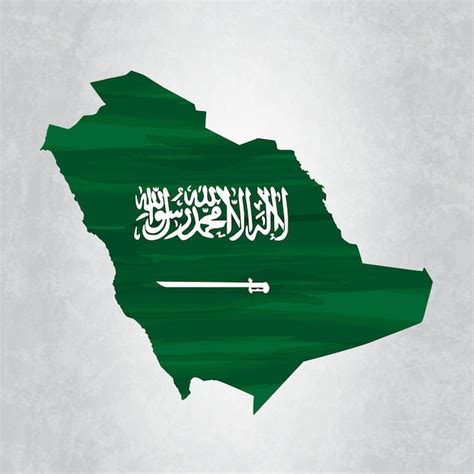 Premium Vector Saudi Arabia Map With Flag