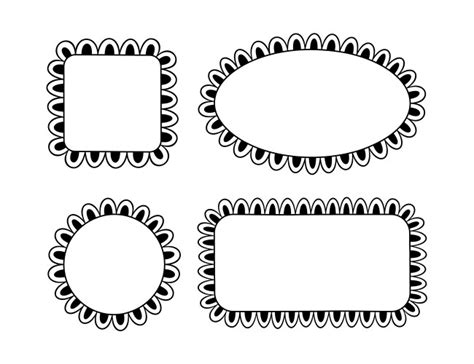 Doodle Oval Scalloped Frame Hand Drawn Royalty Free Vector