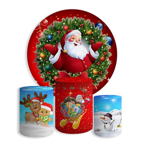 Trio Capa Cilindro Capa De Painel Tema Feliz Natal Papai Noel Veste