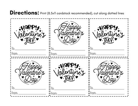 Happy Valentine's Day Printable Cards Circular Black and White - Etsy