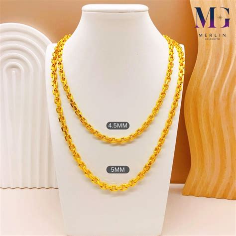 916 Gold Hollow Cable Chain Wan Zi 45mm And 5mm Merlin Goldsmith