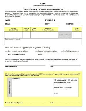 Fillable Online Course Substitution Form Graduate Advising Fax Email