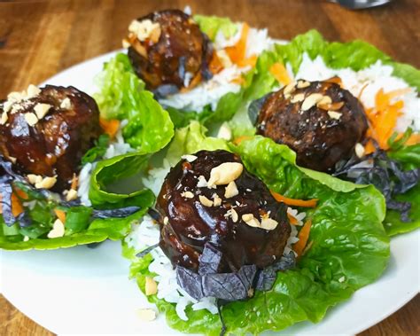 Teriyaki Meatball Lettuce Cups Tomatoes