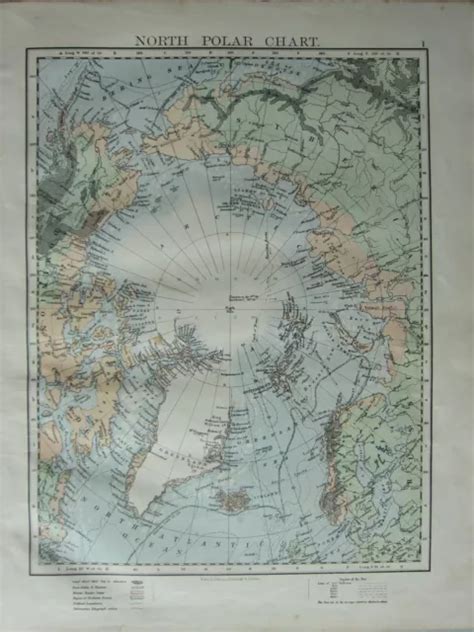 1899 VIKTORIANISCH LANDKARTE North Polar Tabelle Spitzbergen