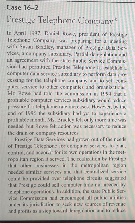 Solved Prestige Telephone Company In April 1997 Daniel Chegg