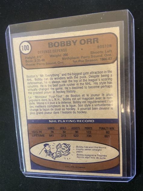 1974 75 OPC 100 Bobby Orr Boston Bruins NM MT EBay