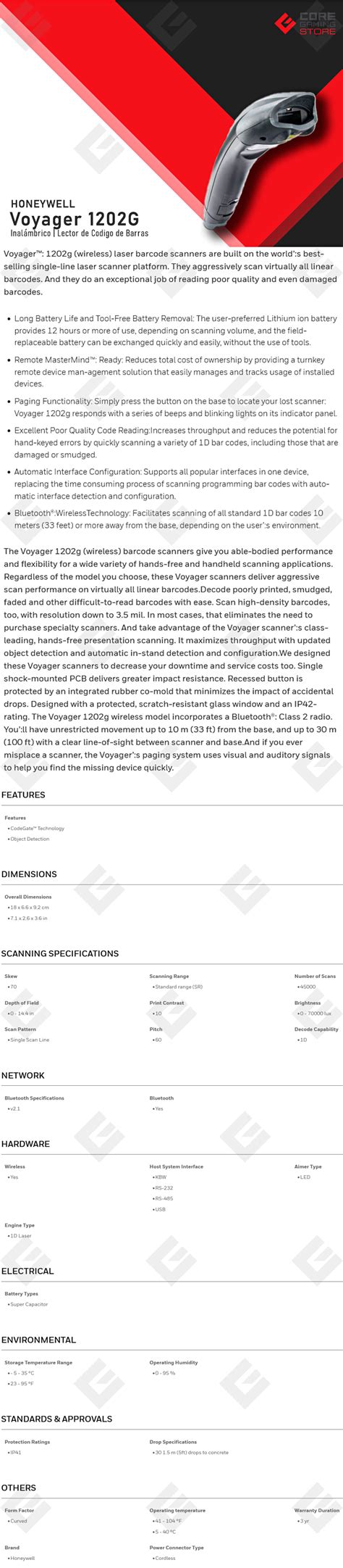 Lector De C Digo De Barras Honeywell Voyager G Inal Mbrico D