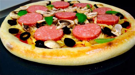 Salami And Mushroom Pizza Perfect Pizza At Home Easy Cooking Youtube