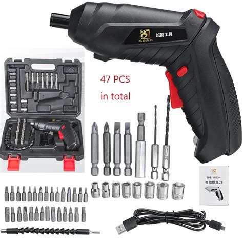 47 Pcs 3 6v Electric Screwdriver Rechargeable Cordless Power Drill