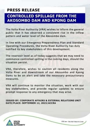 VRA Issues Alert On Kpong Akosombo Dams Spillage Adomonline