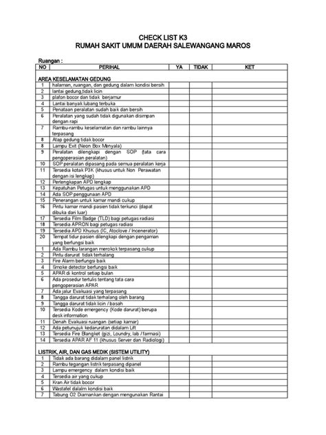 Checklist Pemantauan Lingkungan Pdf