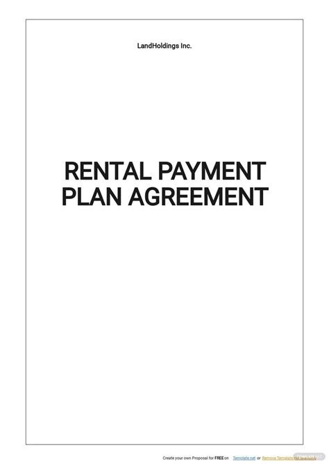 Rental Payment Plan Agreement Template - Google Docs, Word, Apple Pages ...