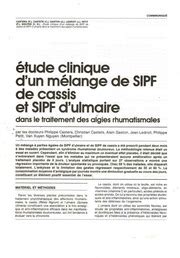 Etude clinique d un mélange de SIPF de Cassis et de SIPF de Reine des