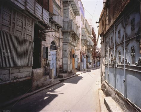 Buildings and Narrow Street, Old City of Jeddah, Saudi Arabia stock ...