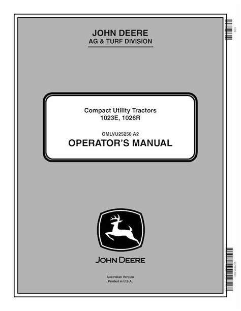 John Deere 1023e 1026r Compact Utility Tractor Pdf Operators Manual